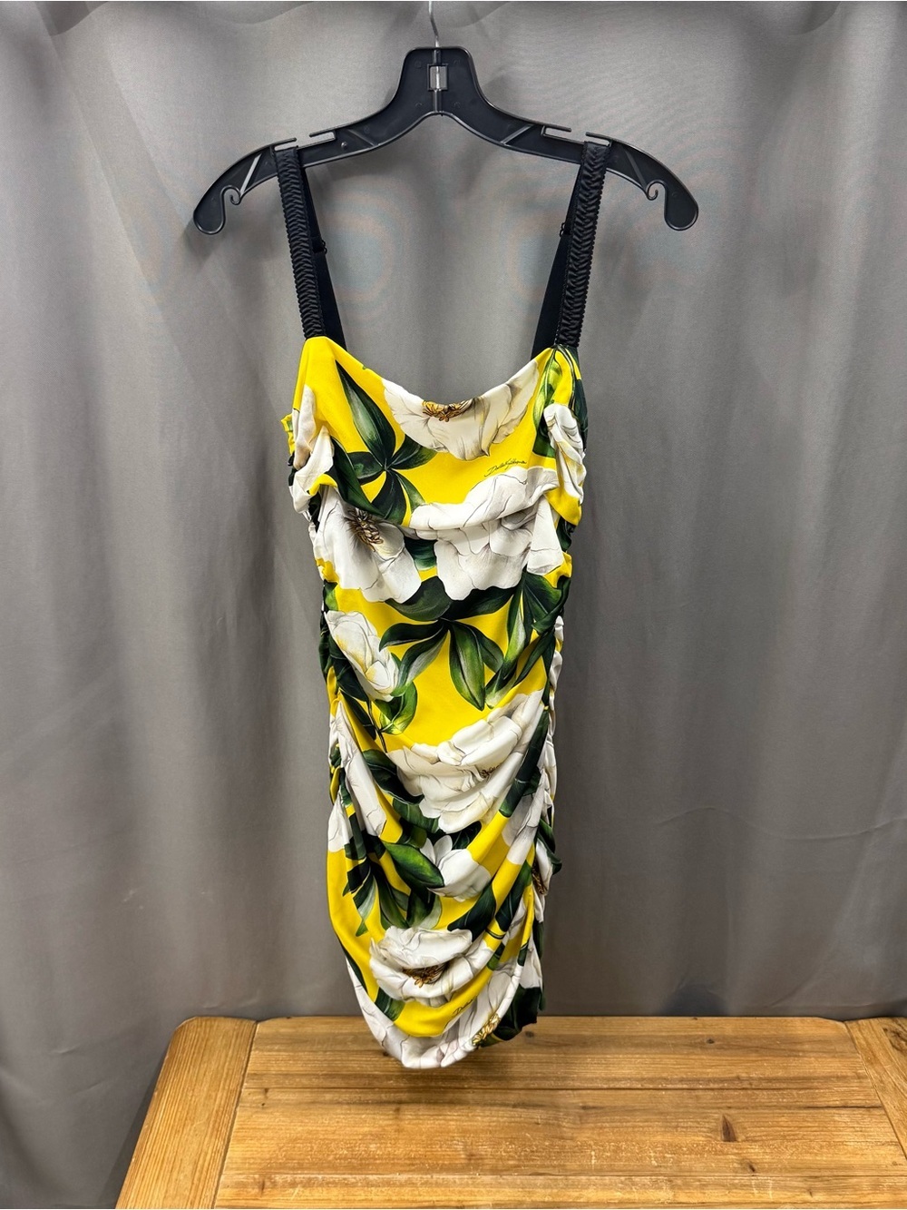 Dolce & Gabbana Yellow Floral Ruched Tank Dress - Women's